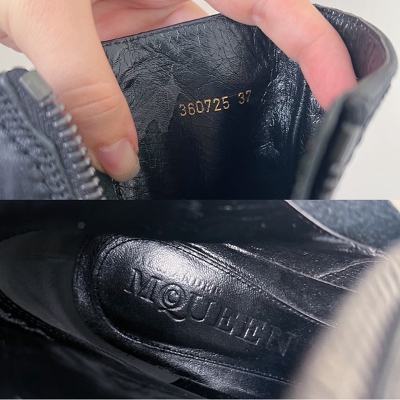 Alexander McQueen • black calfskin boot chunky silver metal studded moto - Picture 7 of 16